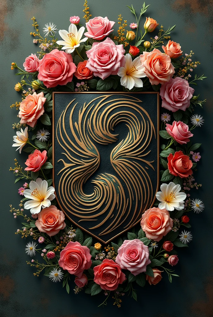 Infinity illusion coat of arms with flowers