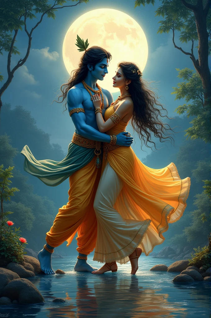 Krishna and Radha dance on full moon day 