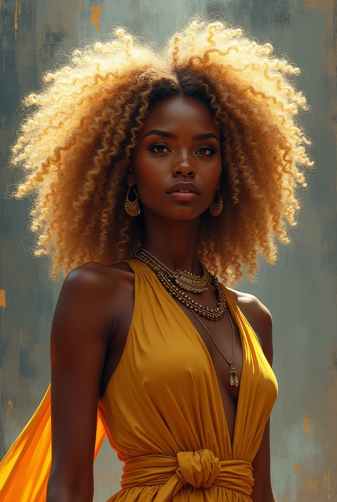 Empowered black woman with natural blonde curly hair