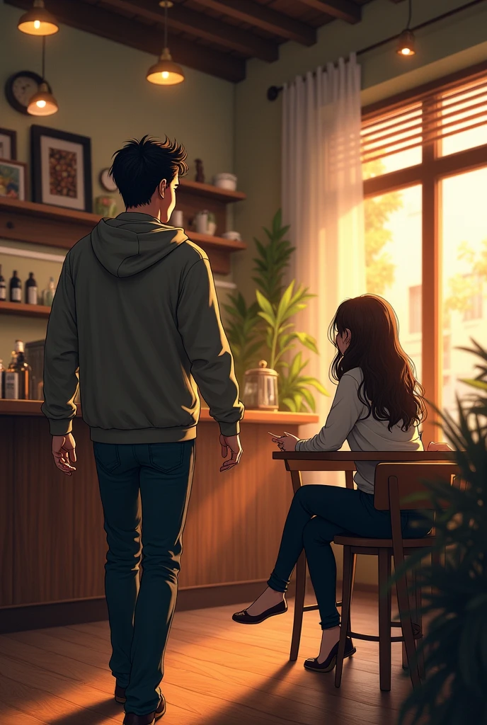 Determined to see Valeria again, he went to the coffee shop where he often spotted her. The moment he saw her, his heart skipped a beat. He hurried over to tell her about the recent event and see how she would react, hoping they would have the same views.
