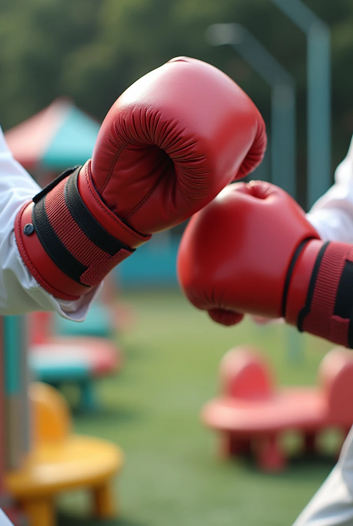 Karate gloves on play ground 