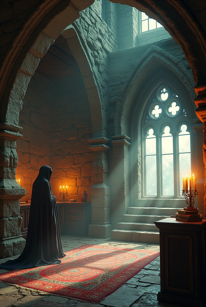 Fantastic room inside a dustly castle