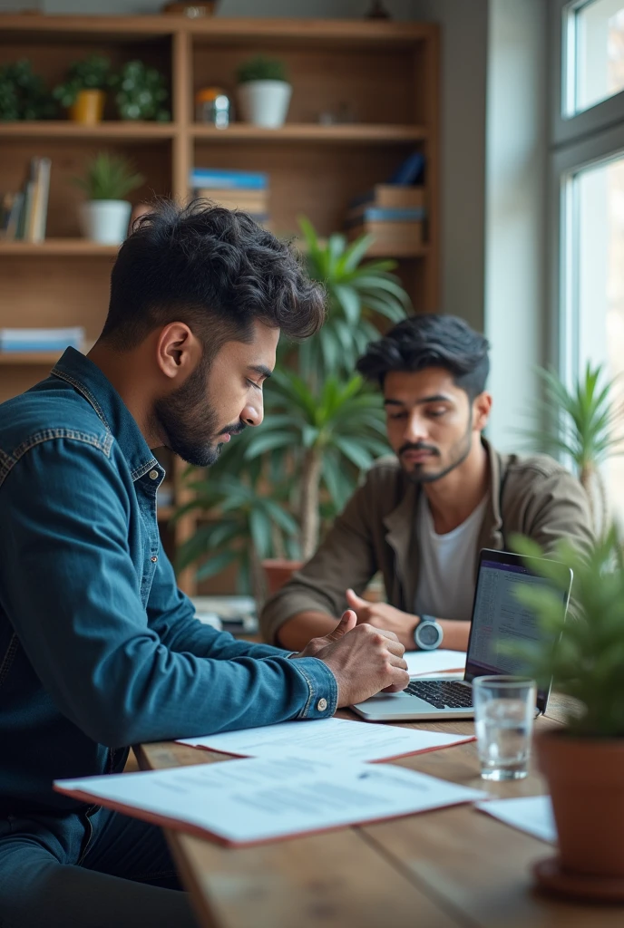 Pictures of Amit and Sanjay as evidence of improvement or change, such as them successfully completing tasks or acquiring new skills.