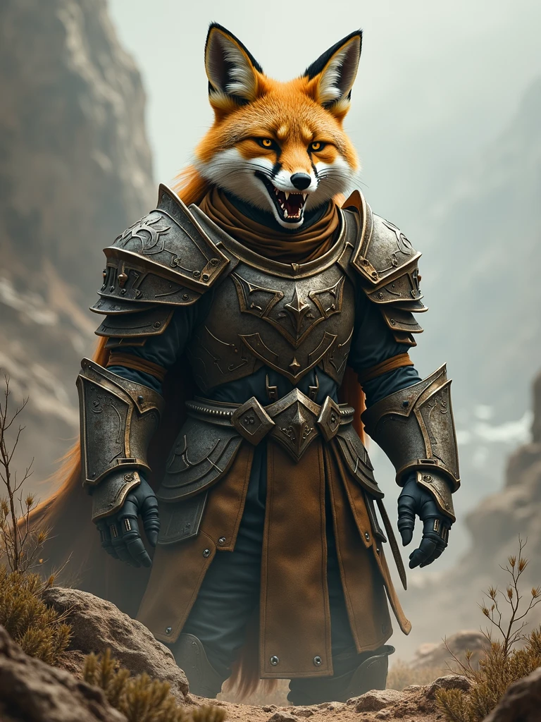 a fox wearing armor like a soldier