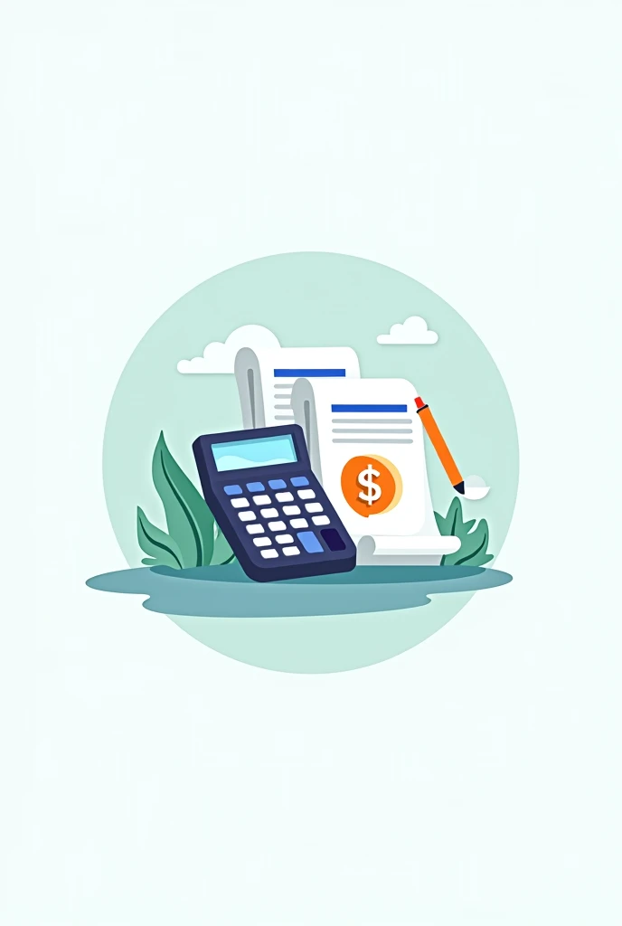 Create a logo for a payroll calculation refresher course, must have a calculator, reporting papers and a money symbol 