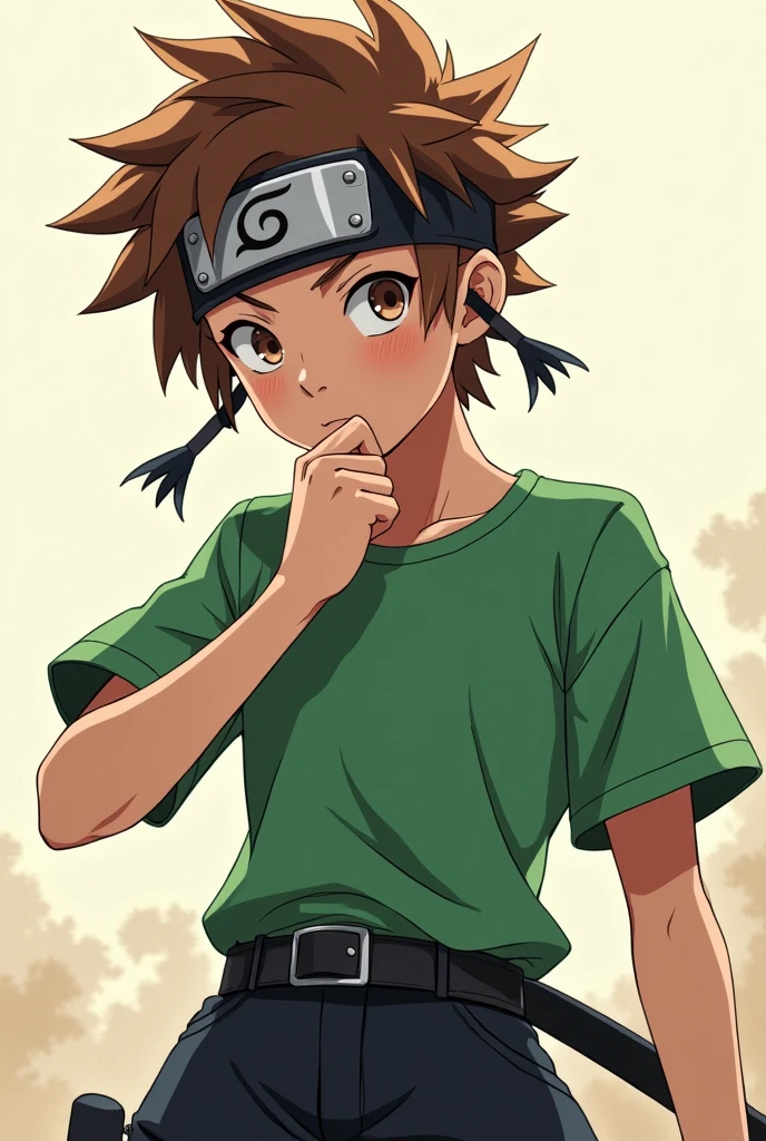 1 (style animé NARUTO, ressemble au personnage d'anime de darling in the franckxx) meilleur qualité, cheveux marrant,sans Repousse, régulier, lâché. Position dynamique de combat l'air de réfléchir (style dessin animé Naruto). Protection métallique au front. Vêtements du ninja Sanada, pantalon  foncé,T-shirt couleur vert (dessin style animé NARUTO, chef d'oeuvre) très très bonne qualité de l'image 