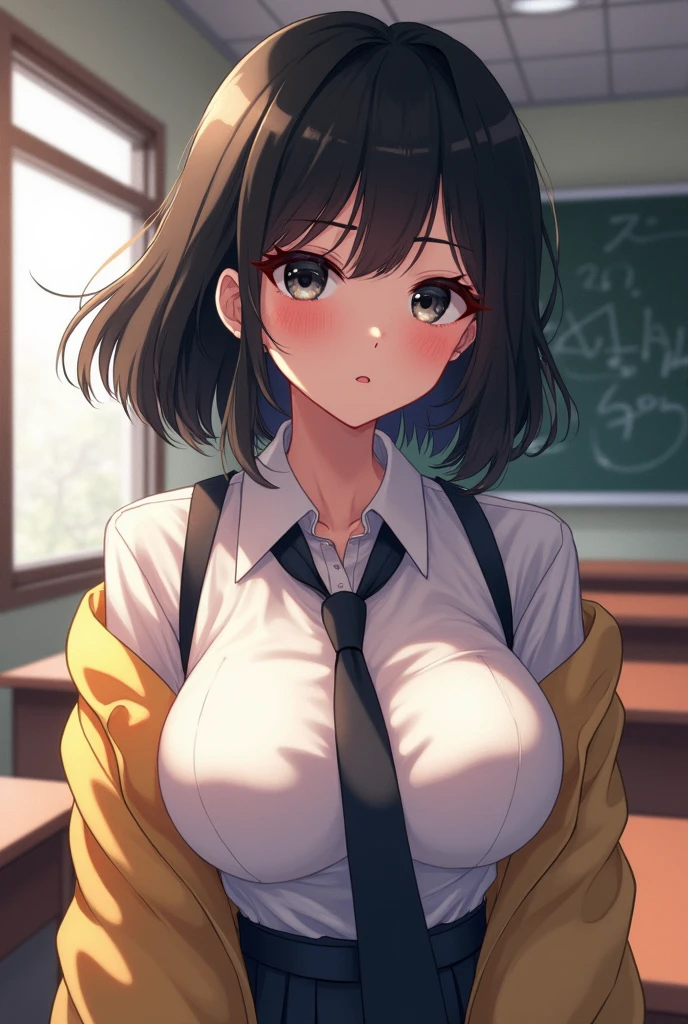 "There are (((beautiful 35 year old girl sitting at a desk))) (((schoolgirl))) (((school miniskirt))), tight t-shirt, in a classroom, fantasy, with brown hair. ((Vagina remarked)). Note "even the smallest details of the image, especially the details of the eyes, Enfatizando realism. This official display background of art Unreal (8k) is a very detailed role, beautiful, beautiful, aesthetic master bureaucracy of the highest quality. The use of dynamic angles shows the elegance and romanticism of the image. This character has large breasts, ((No panties))". Stockings, tight transparent silk, Super thin clothes, ((remarked vagina)), ((visible exposed nipples)) visible navel, open legs,b ((thin erotic lingerie transparent bikini)) (remarked nipples) ((no clothes)) ((nude)) ((blushing)) ((happy)) (big breasts))