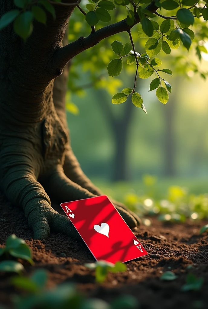 Red card under a tree