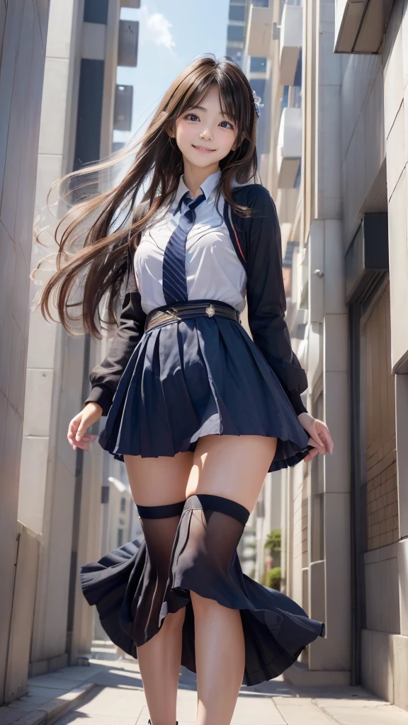 (((Two innocent and cute high school girls standing in a futuristic city:1.2))), (The strong wind made their skirts flutter:1.4), (((I can see your underwear:1.2))), Beautiful straight hair, Brown Hair, Immersion, Beautiful Eyes, ((Thin thighs, Inner thighs:1.2)), Slender body line, ((Tight waist:1.2)), (Japanese Idols, Baby Face,  beautiful girl), (Perfect Anatomy:1.3), Beautiful breasts, Beautiful buttocks, (Highest quality、Highest quality、Masterpiece、Ultra high definition、Reality:1.37), (Detailed eyes and face:1.3、Professional photography techniques)、(Detailed hands、The right move:1.1)、((Beautiful hair and skirt fluttering in the wind:1.3)), (((mini skirt)))