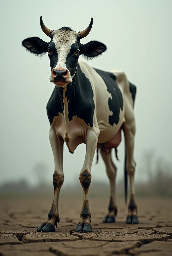 create an image of an underweight Holstein cow 