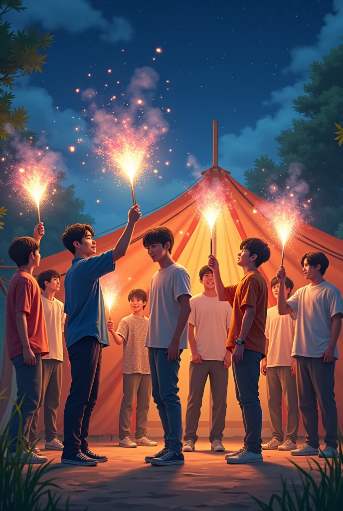 20th Generation Male Group Japanese Hand-held fireworks camp site