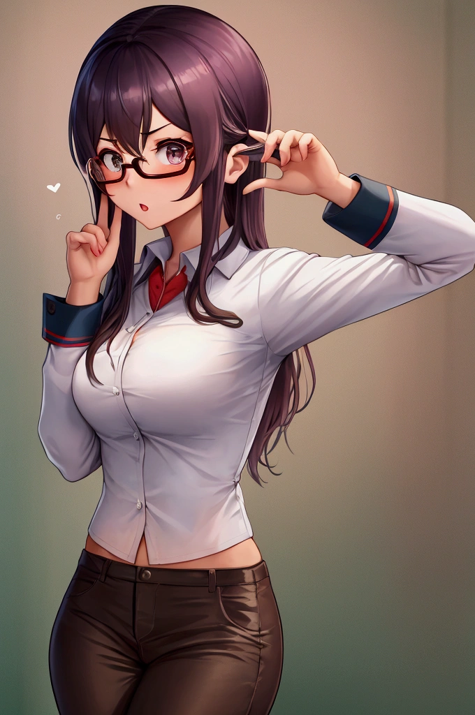 A young woman wearing glasses and a Thai university uniform makes a shocked expression.