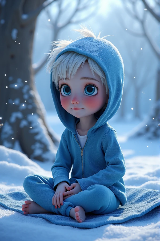 Jack Frost from Rise of the Guardians getting a back massage