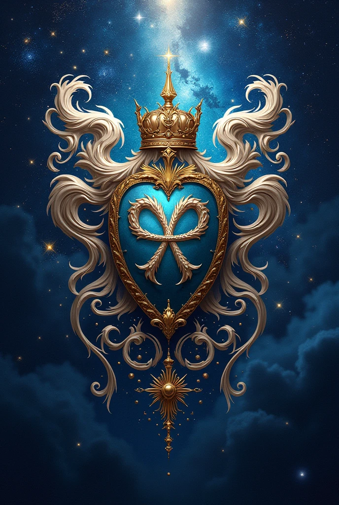 Coat of arms with infinity symbols and starry sky
