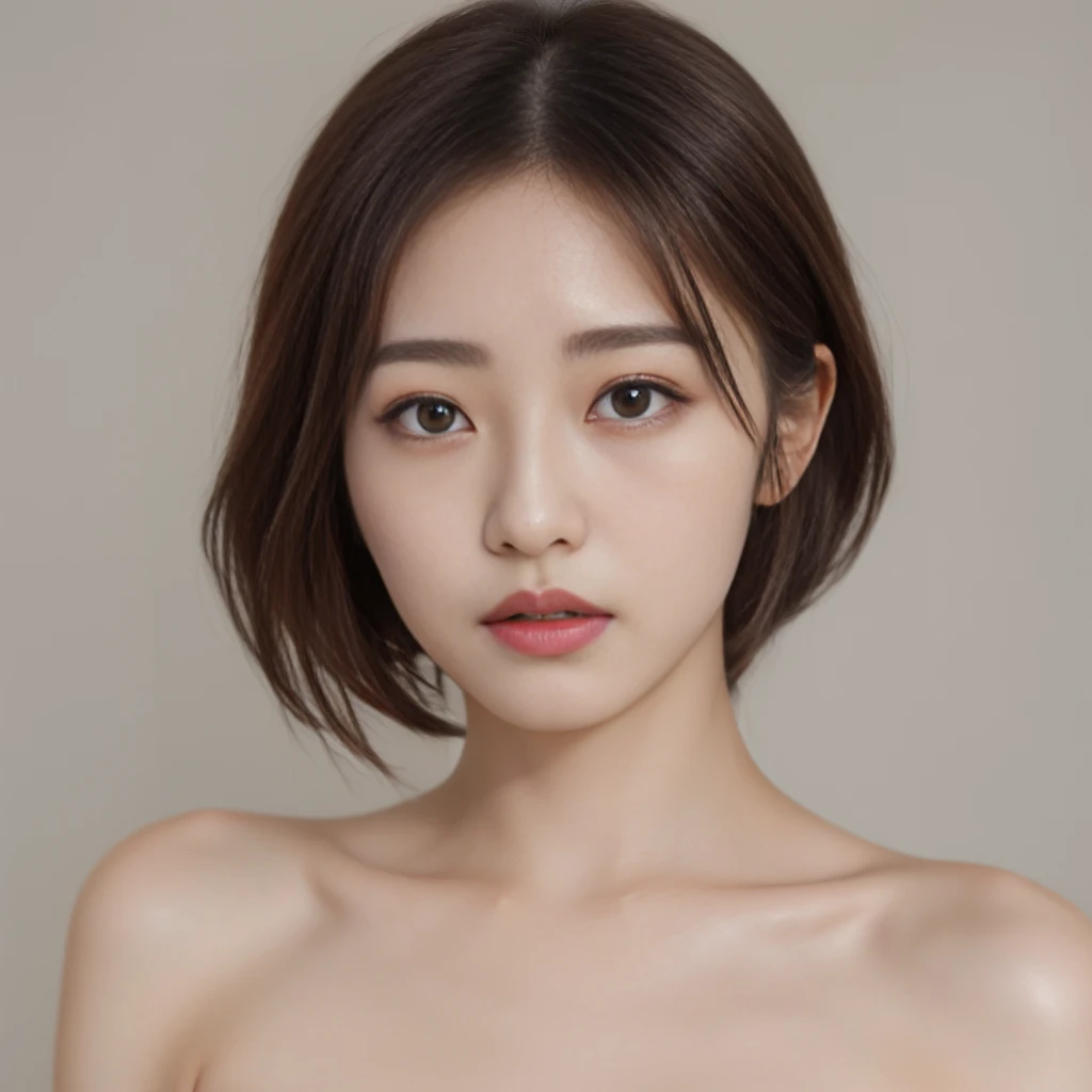 arafed asian woman with a short brown hair and a pink lip, Beautiful symmetrical Japanese face, Young and adorable Japanese face, beautiful young Japanese women, gorgeous young Japanese women, Extremely cute Japanese, Short Hair, beautiful Japanese women, 20歳のJapanese womenの顔の特徴, Popular Japanese Makeup, Soft Portrait Shot 8k, Japanese women, Yanjun Chent, Round-faced Southeast Asian