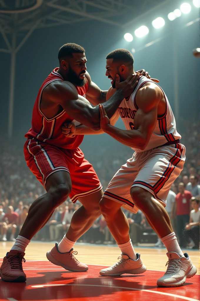 Basketball player hits other
