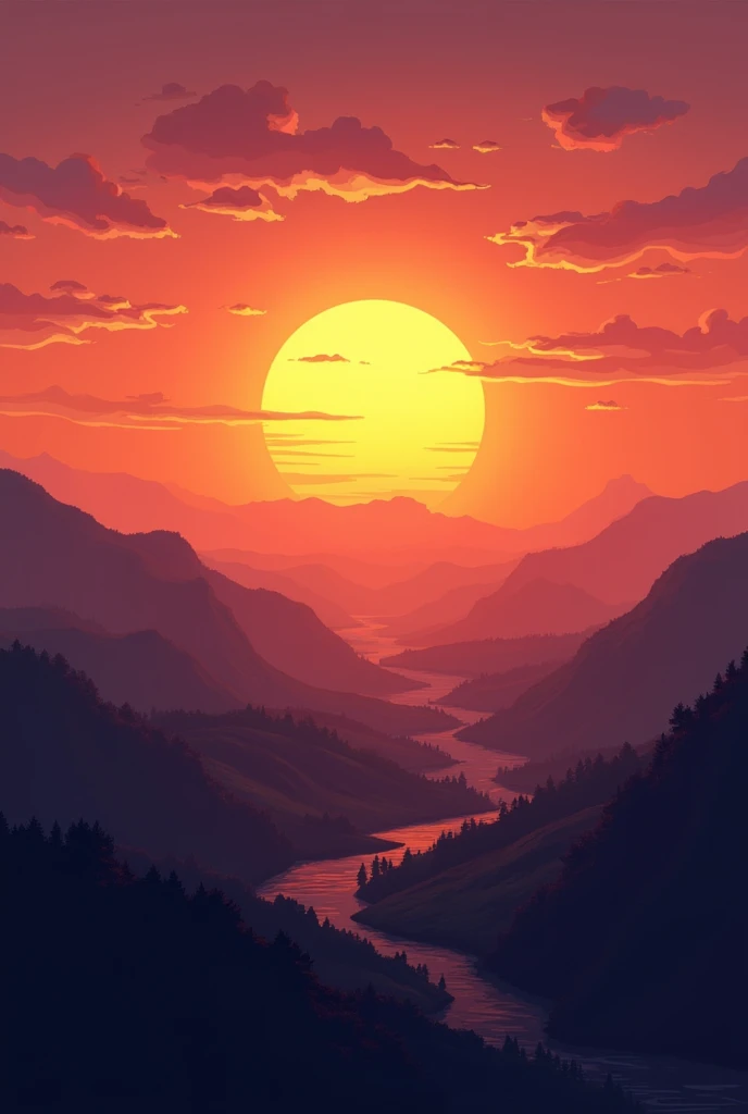 Art illustration sunset for t-shirt 