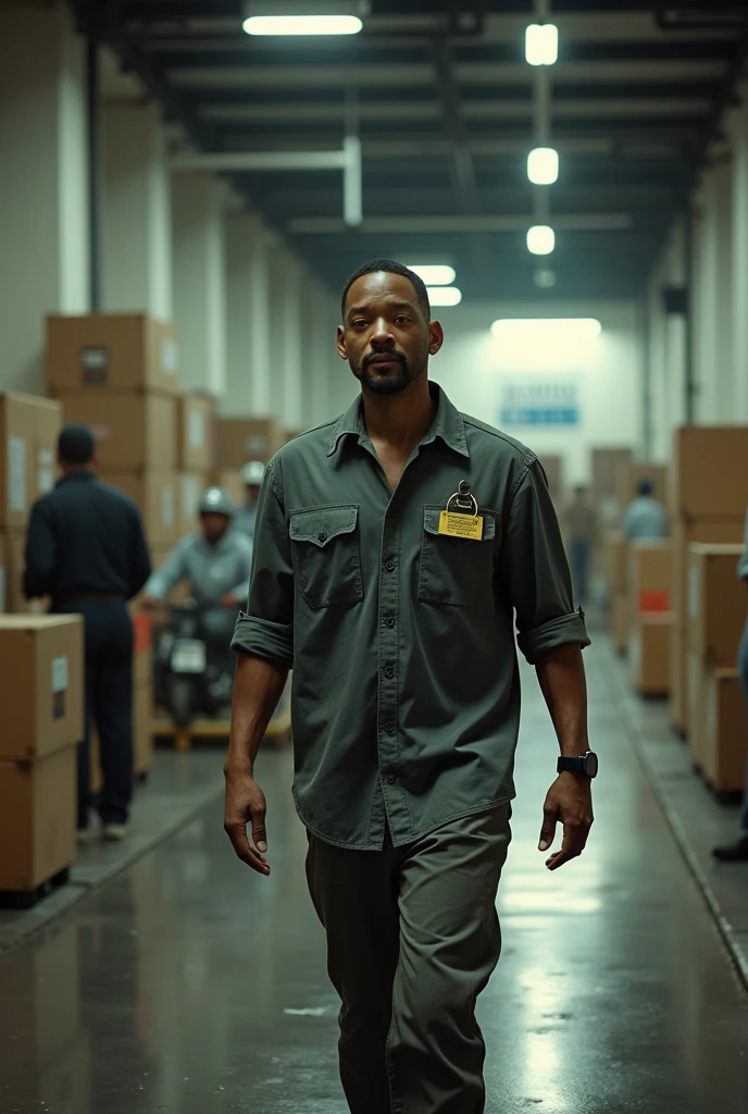  "Will Smith, disguised as a maintenance worker, sneaking past security guards in the bank's loading dock."