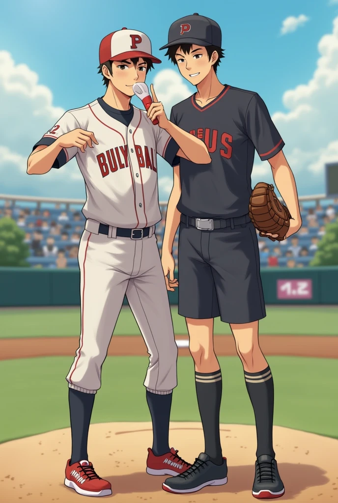 male、2 people、Asian、Baseball club、Long black socks、Stomp on someone's face with a sock、penis