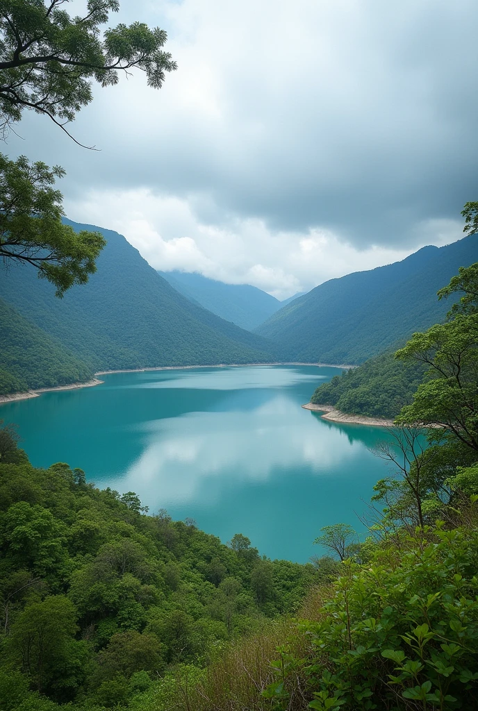 (photorealism:1.2), Colombia&#39;s Calima Lake looks like a photo taken from a cell phone 