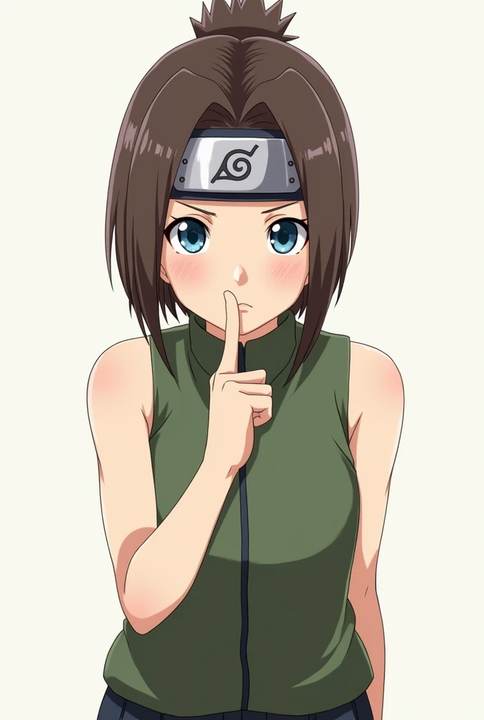 1 (style animé NARUTO, ressemble meilleur qualité, cheveux brains,sans Repousse, régulier, lâché. l'air de réfléchir (style dessin animé Naruto). Protection métallique au front. Vêtements du ninja Sanada, pantalon noir foncé,T-shirt sans manche couleur vert (dessin style animé NARUTO, chef d'oeuvre) très très bonne qualité de l'image, yeux couleur bleu. regarde le spectateur