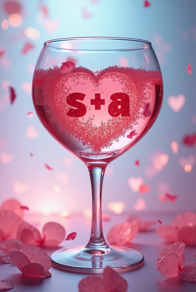"S+A" in a heart shape glass