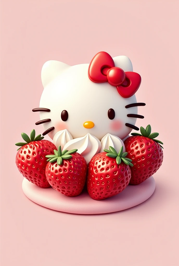 Generate a logo with a Hello Kitty in it to sell strawberries with cream