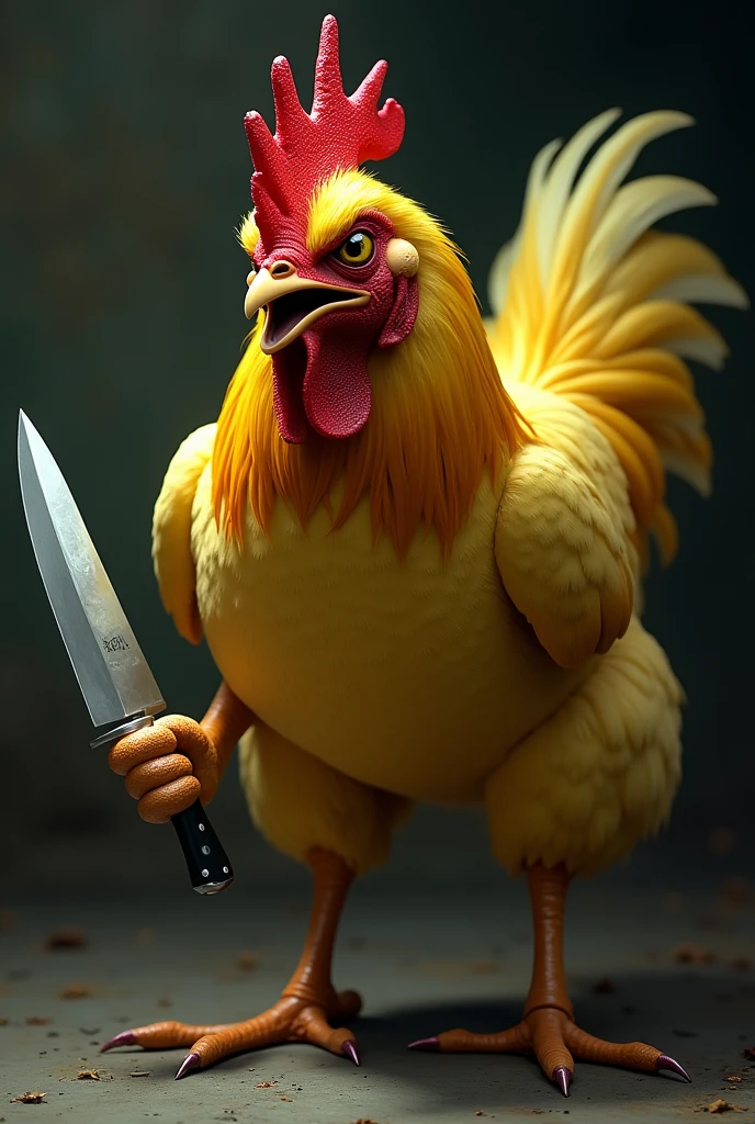 Yellow killer chick with knife 