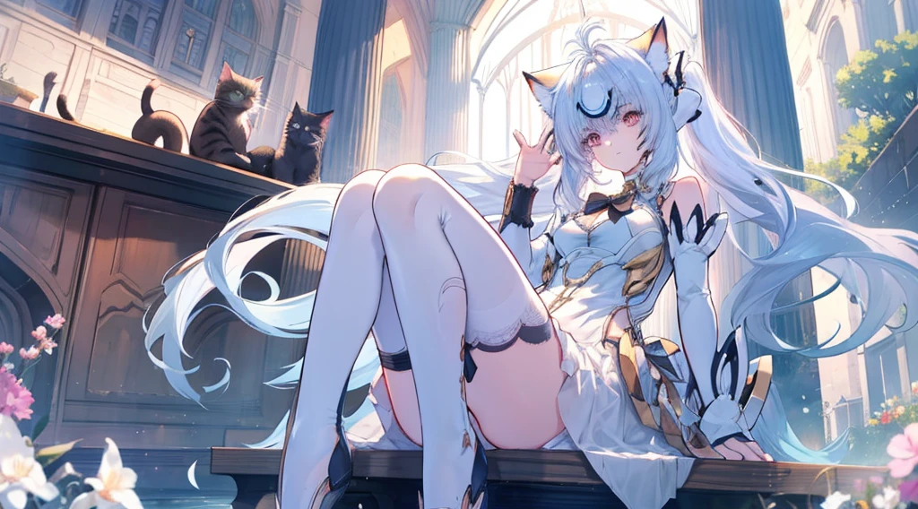 A beautiful white kitsune woman, long flowing white hair, large white kitsune ears, extremely detailed large breasts, multiple white fluffy tails, wearingmaid dress, bending over cleaning, showing off her thick curvy buttocks, beautiful detailed eyes,beautiful detailed lips,extremely detailed eyes and face,longeyelashes,warm lighting,soft color palette,highly detailed background