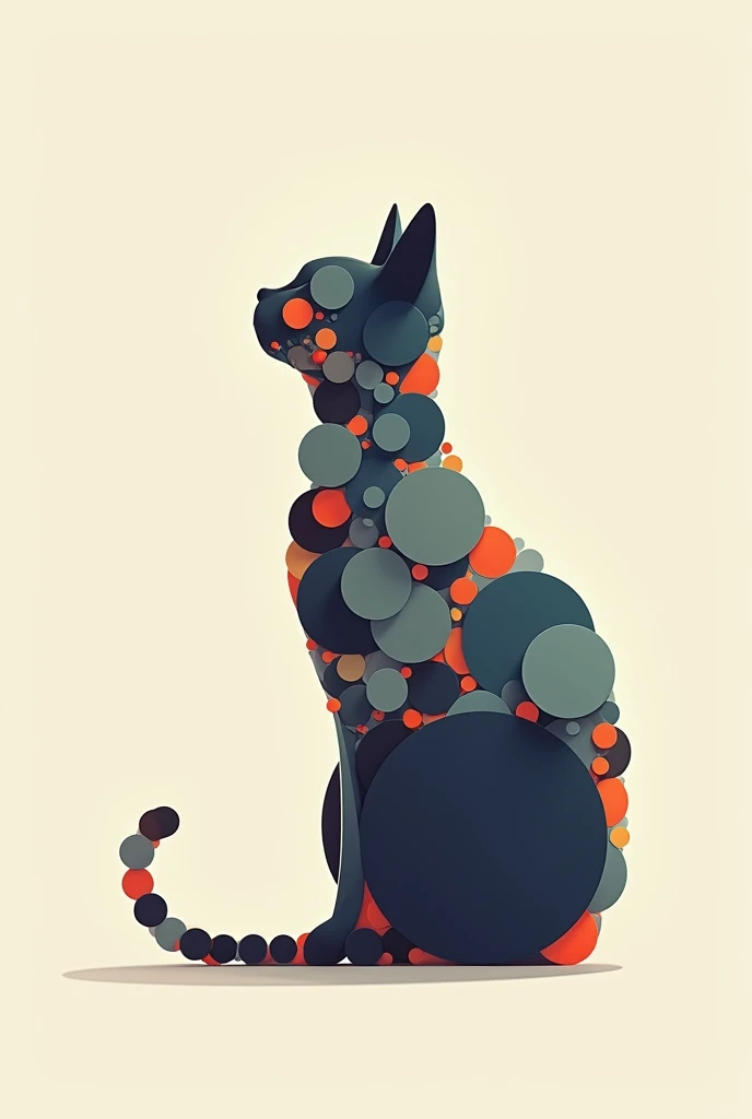 cat made entirely of circles
