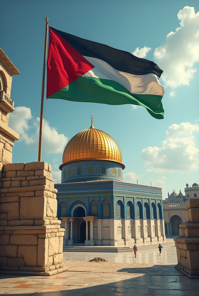 Palastine flag on masjid aqsa