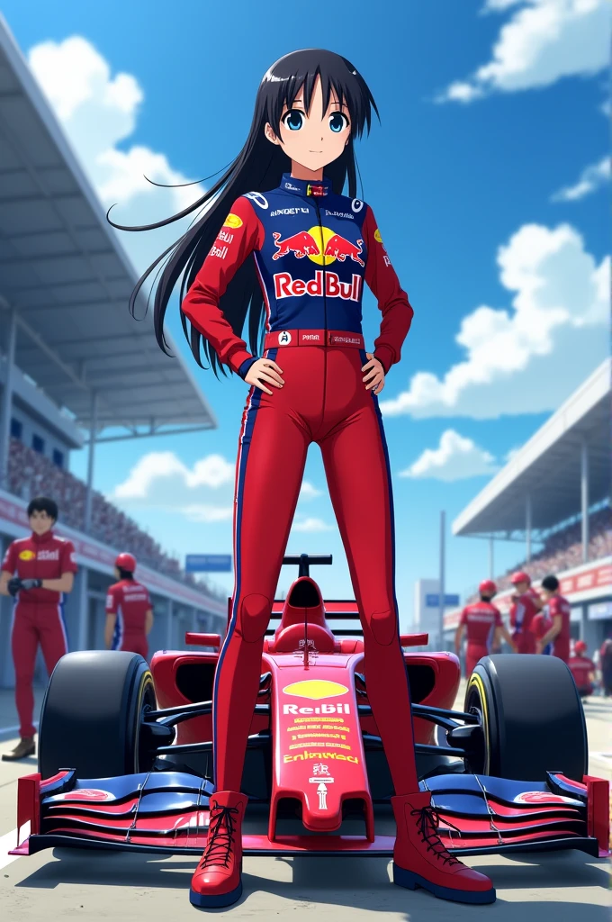 Sakaki From Azumanga In Red Bull Formula 1 Outfit