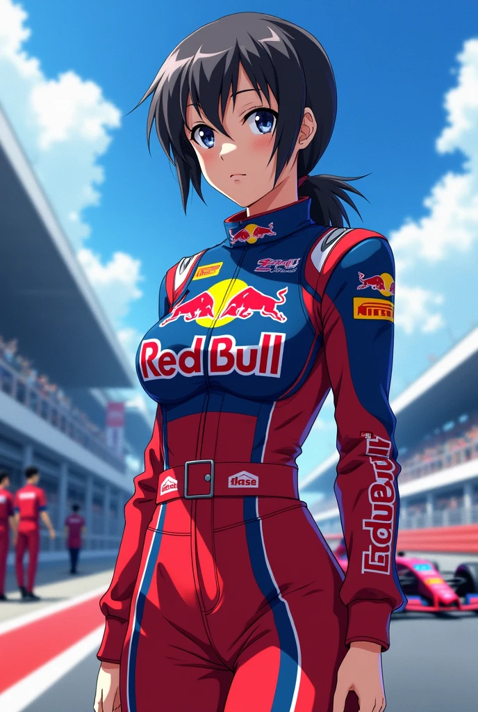 Sakaki From Azumanga In Red Bull Formula 1 Outfit