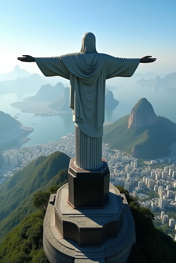 PHOTO OF RIO DE JANEIRO CHRIST THE REDEEMER IN. ABOVE. a mountain