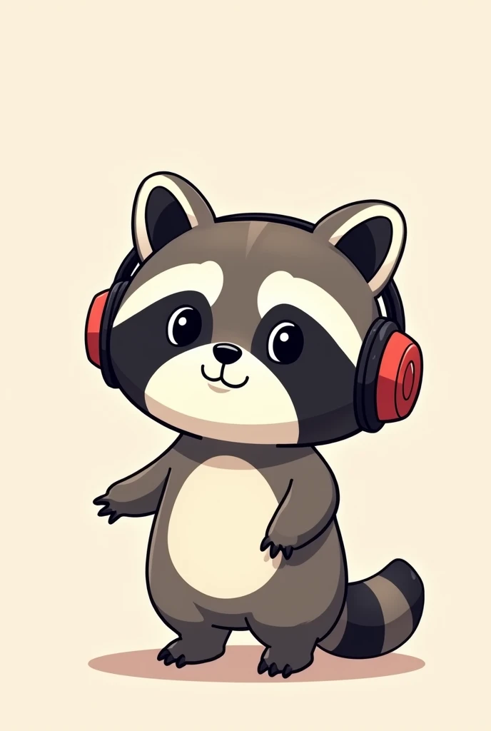 A raccoon with headphones drawn with simple strokes