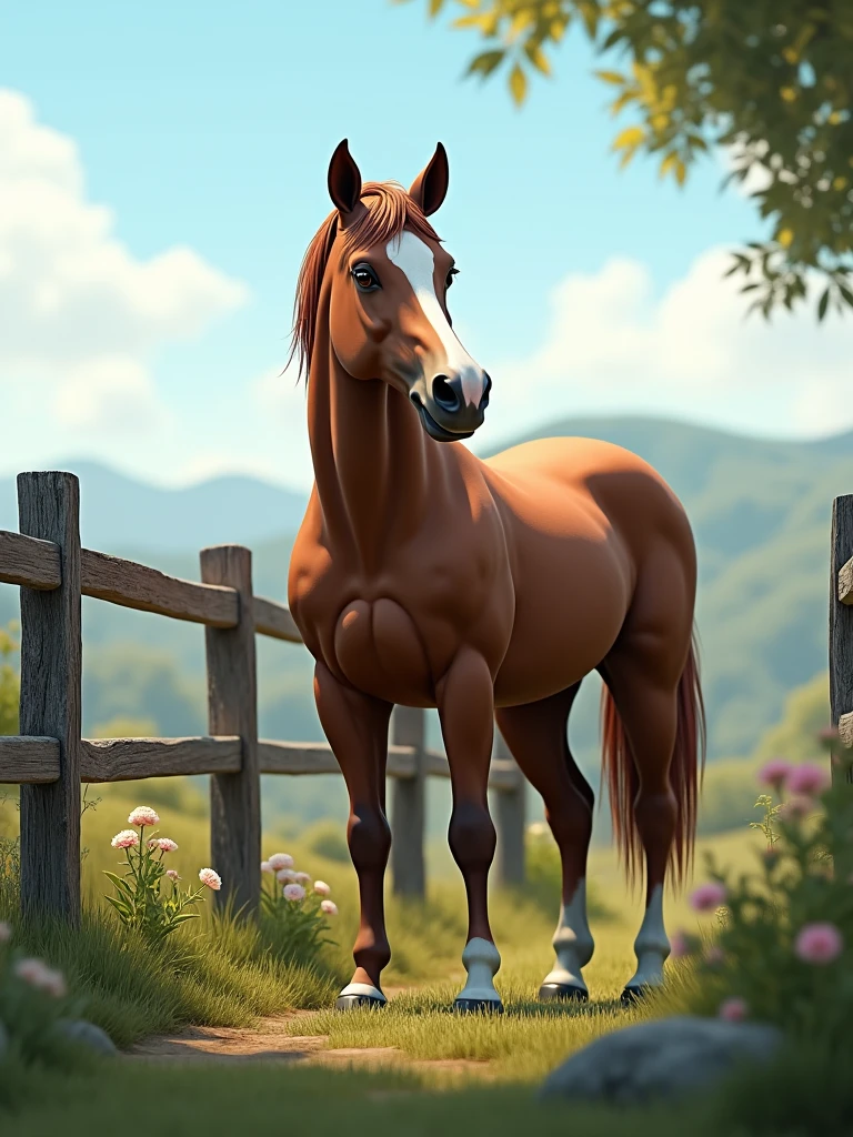 a equstrian fence with a beautiful horse