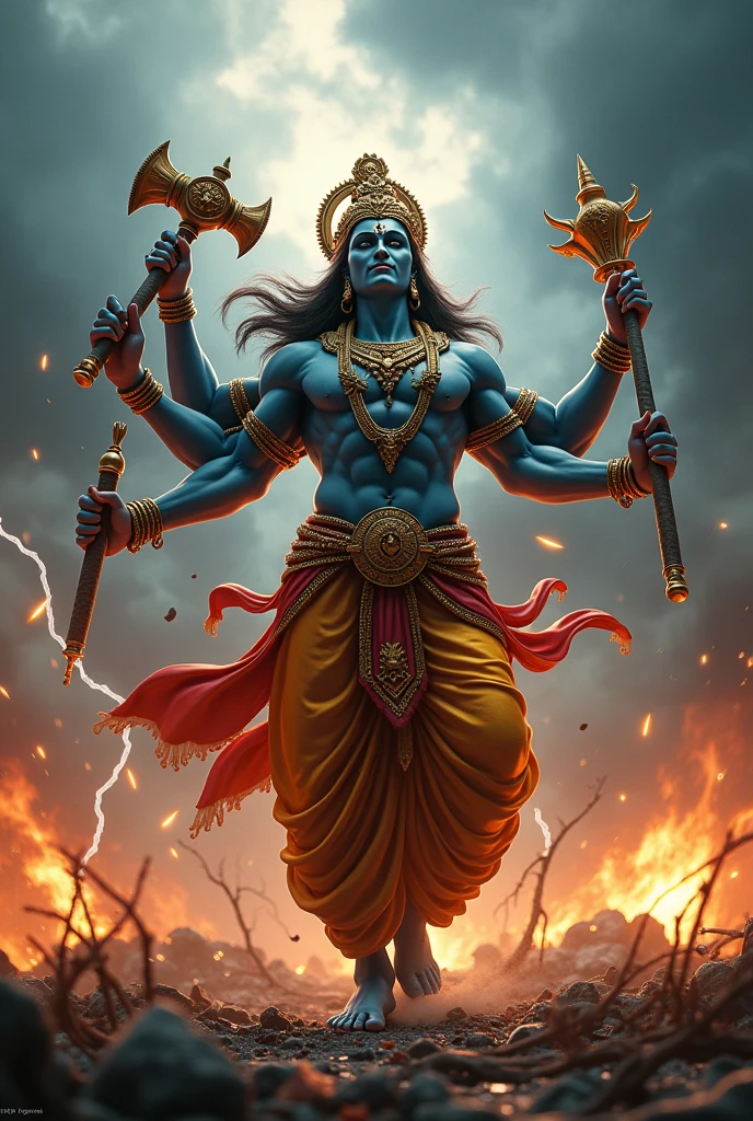 Creat 4k realistic 3d picture of krishn in aggression