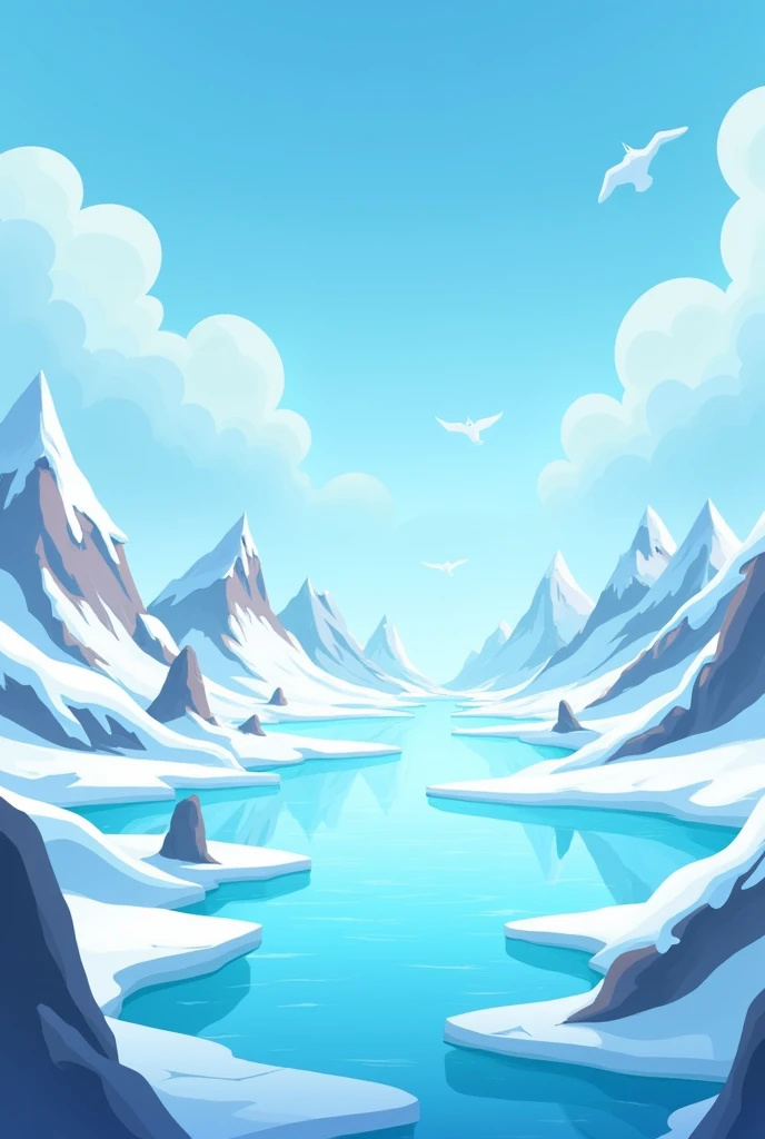 a background for an application called "climate heroes". This background is a menu background where in mrnu there will be clickable squares that will take you to another screen.. The first fund, that was to work on planet earth, It was all blue with some changes on top. Create a background for the second world which will be the Arctic Pole A background of width 360 and height 800 in landscape. It's a game for children, the background has to be in 2D. remember if, the image must be in landscape or lying down