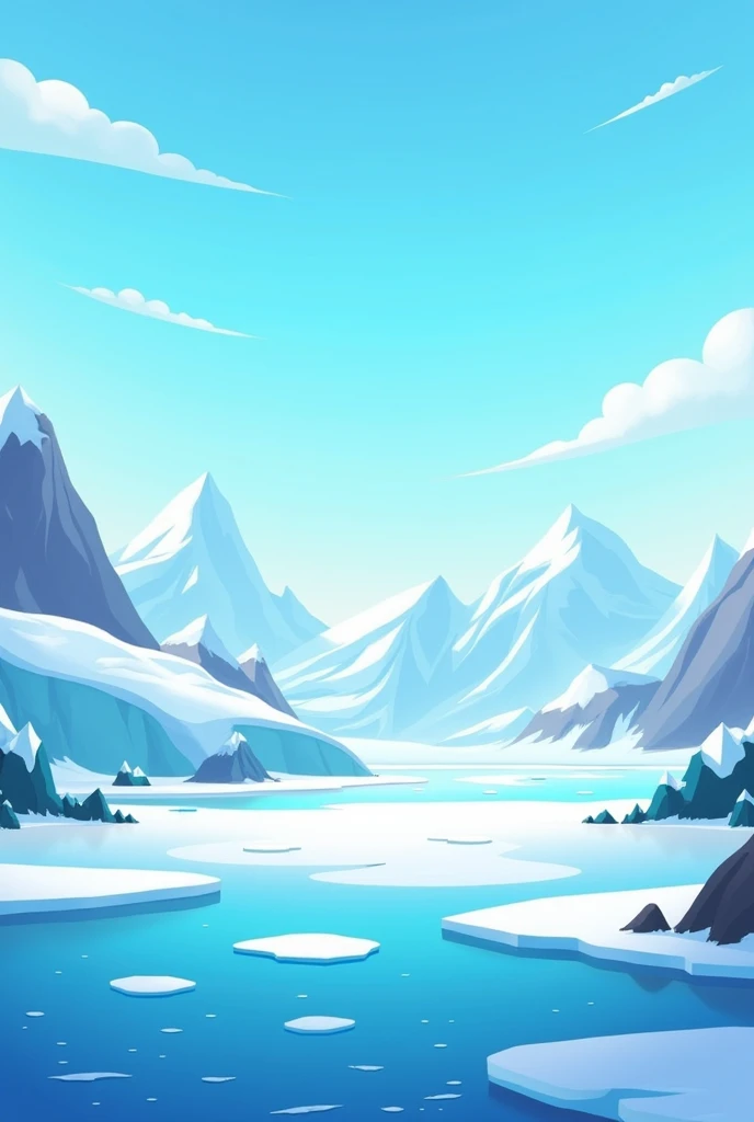 a background for an application called "climate heroes". This background is a menu background where in mrnu there will be clickable squares that will take you to another screen.. The first fund, that was to work on planet earth, It was all blue with some changes on top. Create a background for the second world which will be the Arctic Pole A background of width 360 and height 800 in landscape. It's a game for children, the background has to be in 2D. remember if, the image must be in landscape or lying down