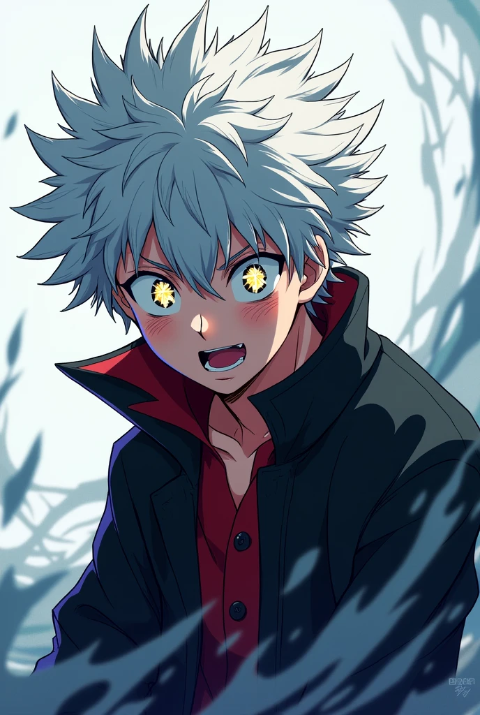 Killua 2D away from the camera "suprised" "with shining eyes" looking forward