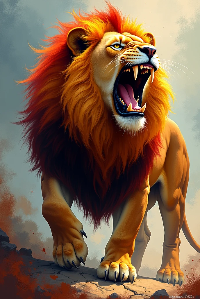 Lion, roar, fauvism