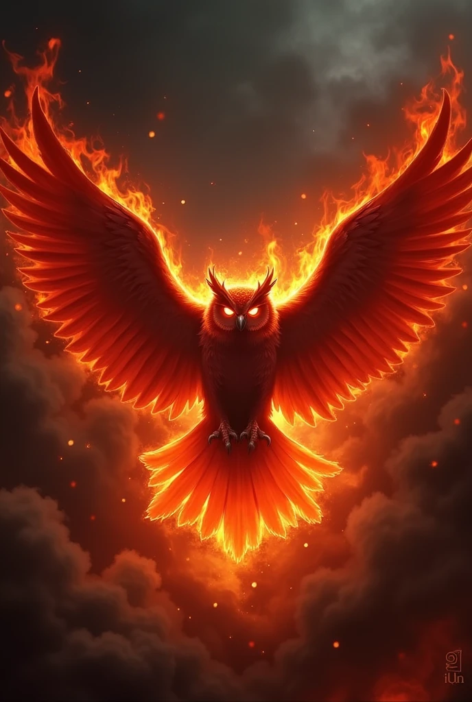 High resolution red owl on fire look for large picture