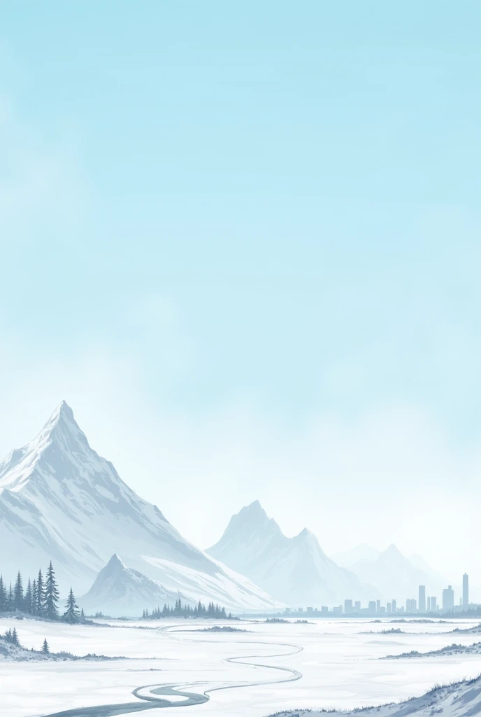 Frozen ground,In the distance are snow-capped mountains,There is a city on the horizon,