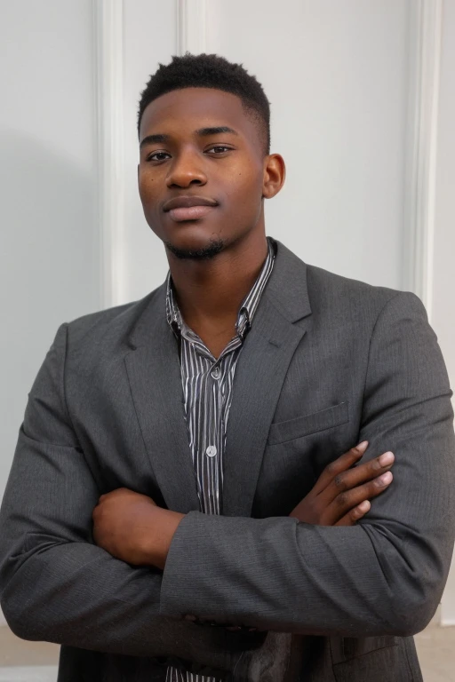 A young and handsome black man. Posing for a linkedin professional photo