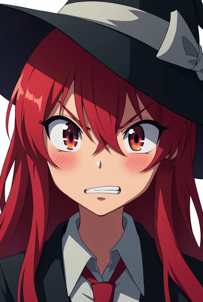 Anime, Witch, Smuggy Face, Angry, One girl, Red haired