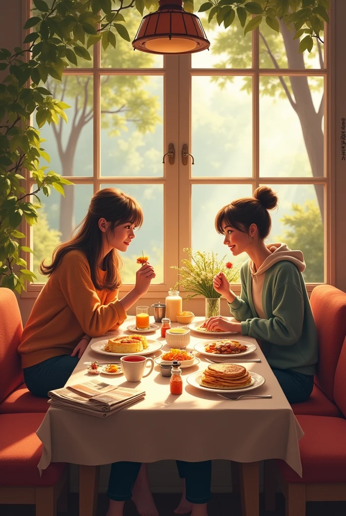 lunch table with breakfast