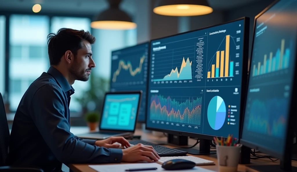 Business Analyst Using Real-Time KPI Visualization Tool