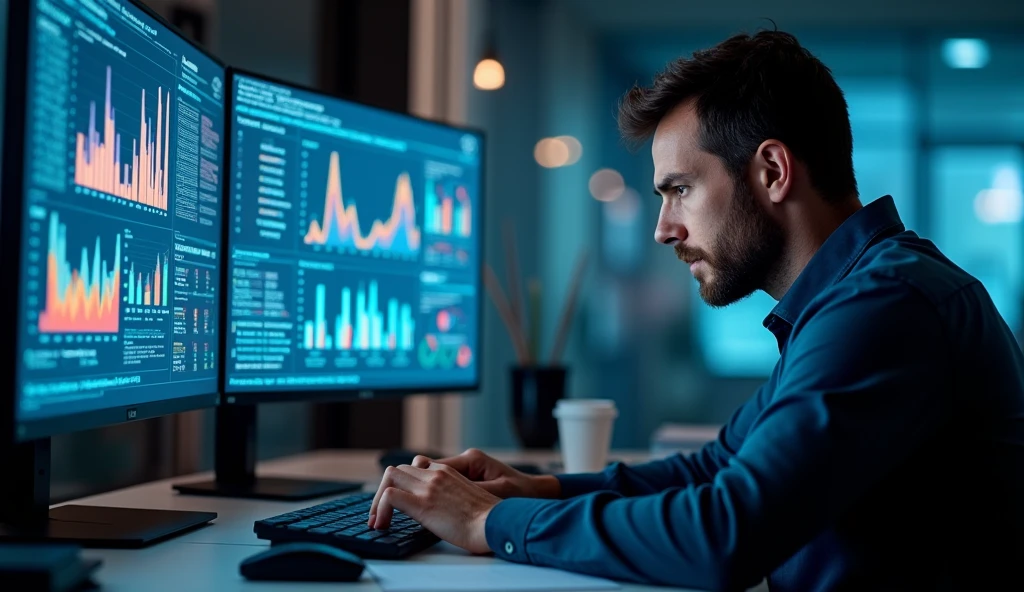 Marketing Analyst Reviewing Big Data Analytics Metrics