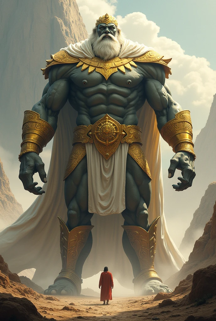 Humanoid Titan with four arms, wearing golden bracelets, a belt and cape.
