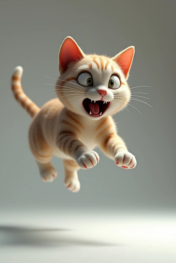A cat jumps away,fear,3d